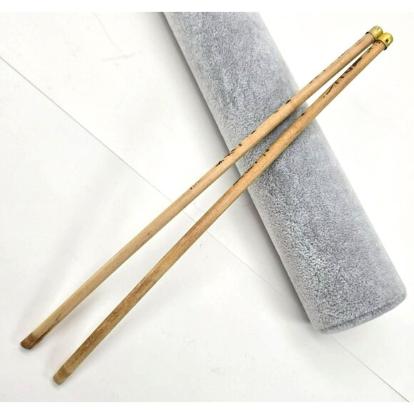 Vintage Wooden Chopsticks or Brush with Brass Tips and Intricate Patterns je182 - Picture 5 of 5